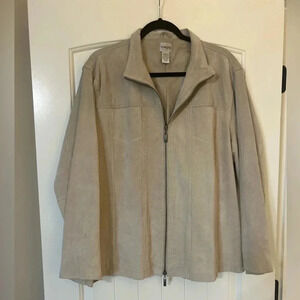 Vintage 90’s Chico’s Beige 100% Suede Leather Jacket. Minimalism. Neutral. CBK.